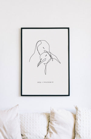 
                
                    Laden Sie das Bild in den Galerie-Viewer, Pinguin Fineline Kunstdruck verfügbar in A4 und A3
                
            